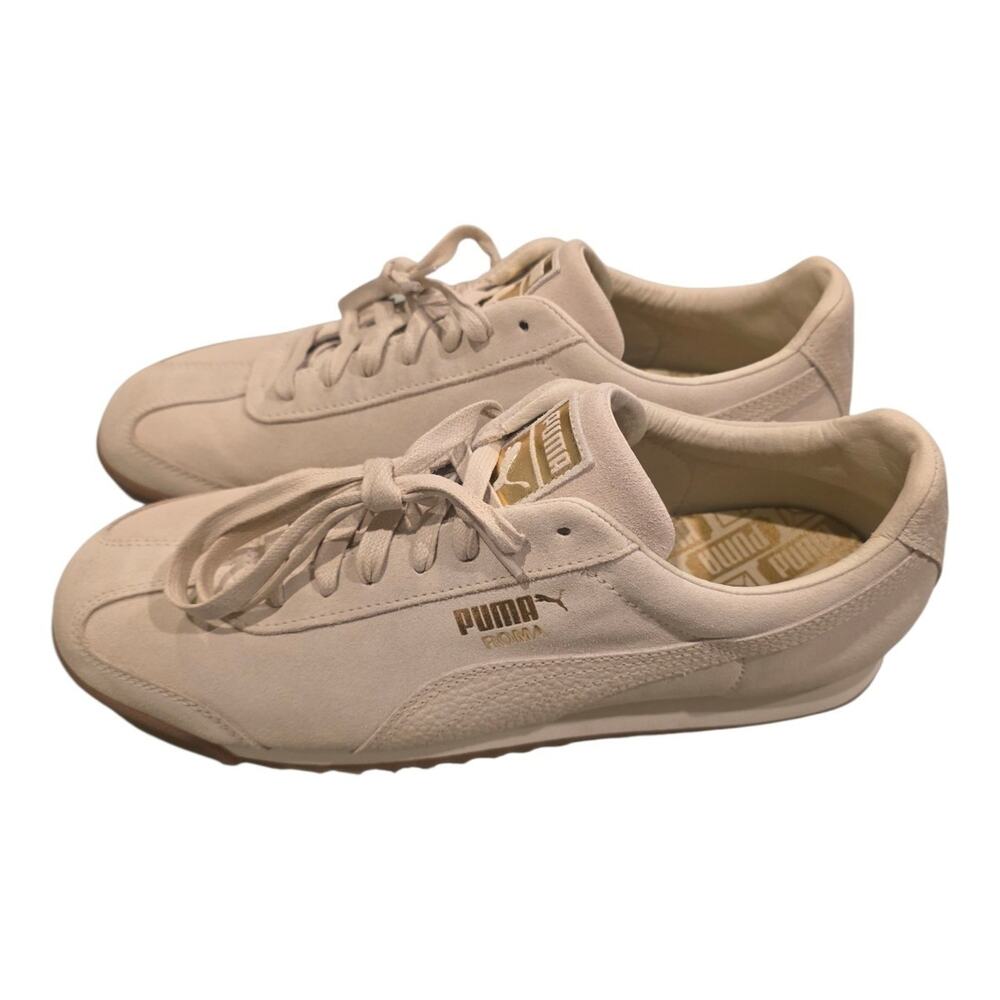 Puma Roma Retro Sneakers Womens 10.5 Mens 9 Classic Cream Beige Leather Gum Sole